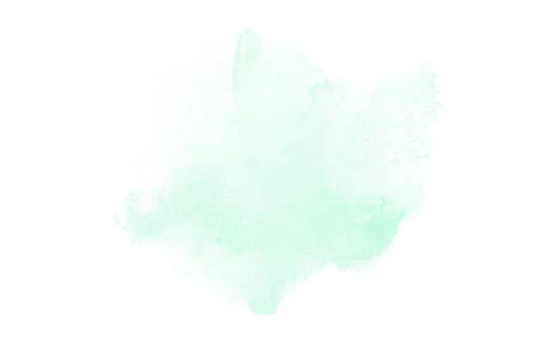 Abstract watercolor background image with a liquid splatter of aquarelle paint, isolated on white. Turquoise tones — Stock Photo, Image