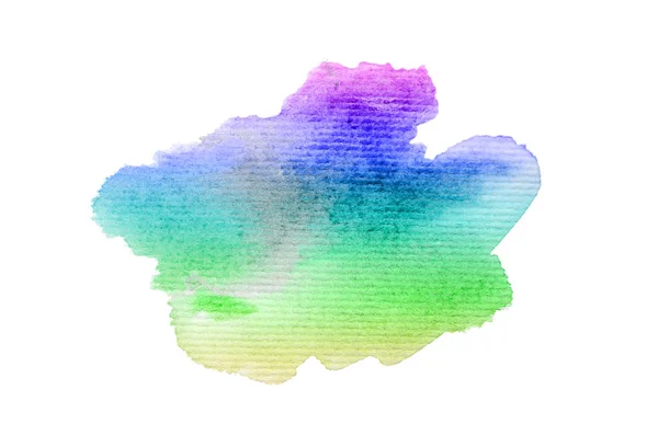 Abstraktes Aquarell-Hintergrundbild mit einem flüssigen Spritzer Aquarellfarbe, isoliert auf Weiß. Regenbogentöne — Stockfoto