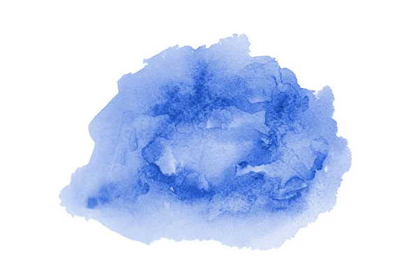 Imagen de fondo de acuarela abstracta con una salpicadura líquida de pintura acuarela, aislada en blanco. Tonos azules — Foto de Stock