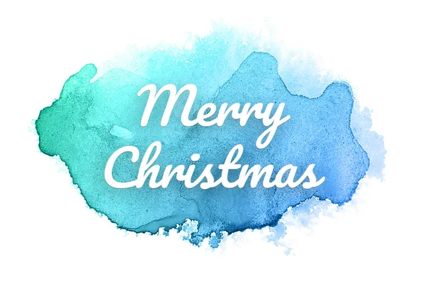 Imagem de fundo aquarela abstrata com um respingo líquido de aquarelle paint.Blue e tons pastel turquesa. Feliz Natal! — Fotografia de Stock