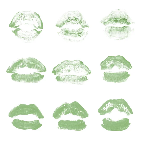 Vrouwelijke lippen lipstick kiss print set voor Valentijn dag geïsoleerd o — Stockfoto