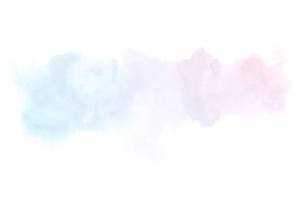 Imagen de fondo de acuarela abstracta con una salpicadura líquida de pintura acuarela, aislada en blanco. Tonos pastel rosa y azul —  Fotos de Stock