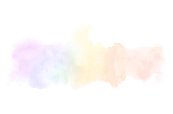 Abstraktes Aquarell-Hintergrundbild mit einem flüssigen Spritzer Aquarellfarbe, isoliert auf Weiß. Regenbogentöne — Stockfoto