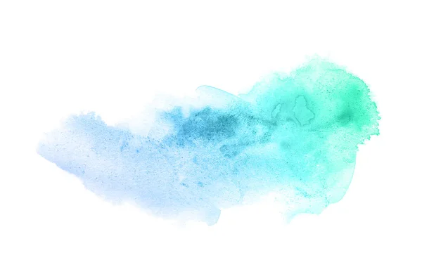 Abstract aquarel achtergrondafbeelding met een vloeibare Splatter van Aquarelle verf, geïsoleerd op wit. Blauwe en turquoise pasteltinten — Stockfoto