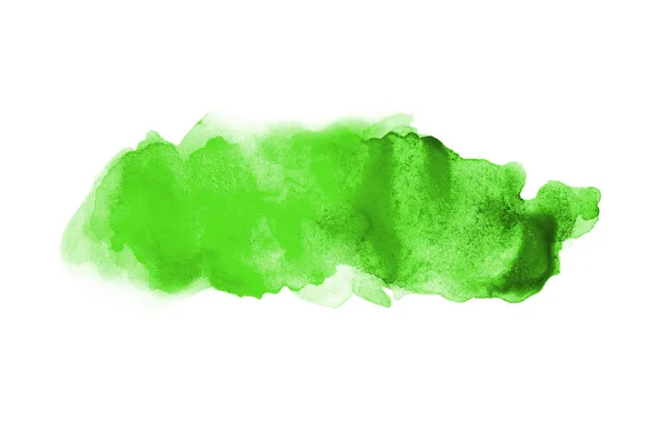 Imagem de fundo aquarela abstrata com um respingo líquido de tinta aquarelle, isolado em branco. Tons verdes — Fotografia de Stock