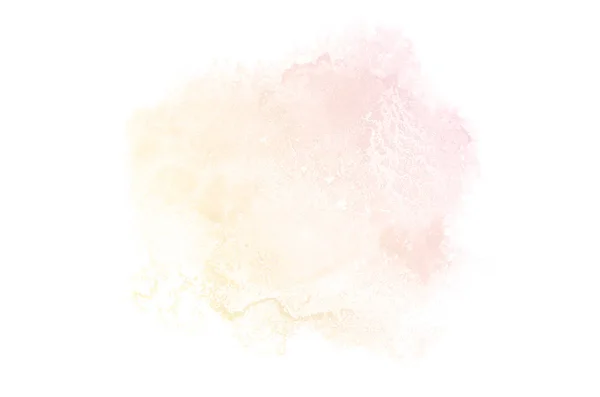 Image abstraite de fond aquarelle avec une éclaboussure liquide de peinture aquarelle, isolée sur blanc. Couleurs rose et jaune — Photo