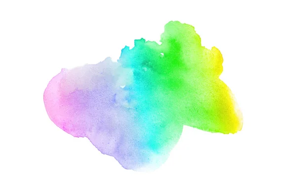 Imagen de fondo de acuarela abstracta con una salpicadura líquida de pintura acuarela, aislada en blanco. Tonos arco iris —  Fotos de Stock