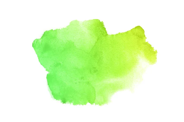 Abstract aquarel achtergrondafbeelding met een vloeibare Splatter van Aquarelle verf, geïsoleerd op wit. Groene en gele pasteltinten — Stockfoto