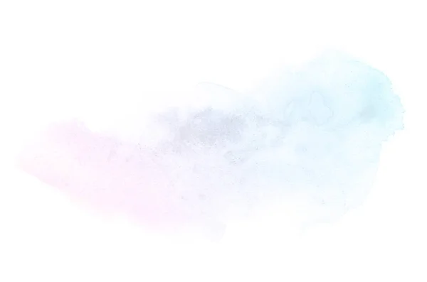 白に隔離されたアクアレル塗料の液体スプラッタを持つ抽象的な水彩の背景画像。ピンクとブルーのパステルトーン — ストック写真