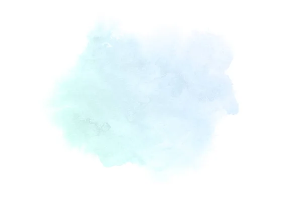 Abstraktes Aquarell-Hintergrundbild mit einem flüssigen Spritzer Aquarellfarbe, isoliert auf weiß.Blau und türkisfarbenen Pastelltönen — Stockfoto