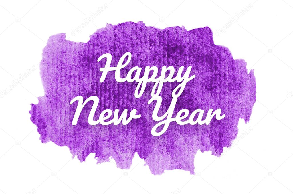 Abstract watercolor background image with a liquid splatter of aquarelle paint. Purple tones. Happy New Year