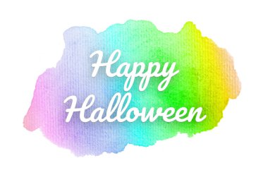 Abstract watercolor background image with a liquid splatter of aquarelle paint. Rainbow tones. Happy halloween