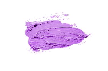 Smear ve ruj veya akrilik boya beyaz arka plan üzerinde izole doku. Mor renk
