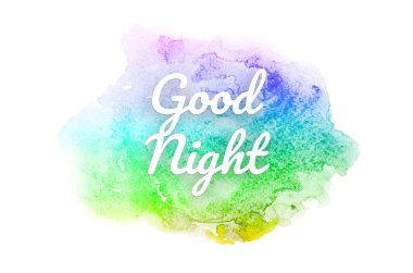 Abstract watercolor background image with a liquid splatter of aquarelle paint. Rainbow tones. Good night