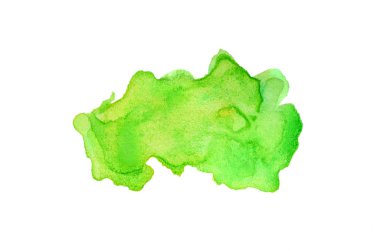 Beyaz üzerine izole edilmiş, sıvı bir kova boyası ile soyut suluboya arka plan görüntüsü. Bahar tonları