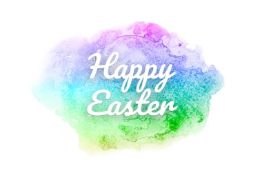 Abstract watercolor background image with a liquid splatter of aquarelle paint. Rainbow tones. Happy easter