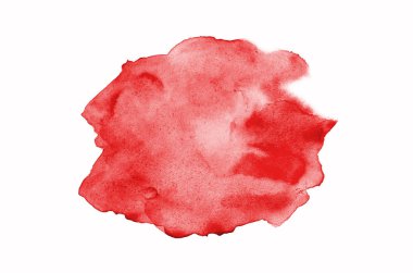 Aquarelle boya, üzerinde beyaz izole bir sıvı sıçrama ile suluboya arka plan görüntüsü. Kırmızı tonları
