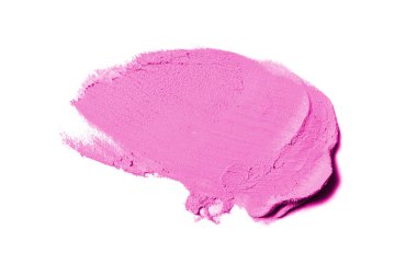 Smear ve ruj veya akrilik boya beyaz arka plan üzerinde izole doku. Pembe renk