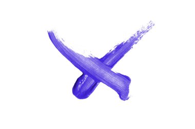 Parlak sıvı ruj smear onay işareti beyaz izole. Viole