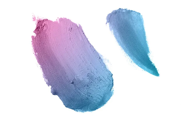 Smear och textur av läppstift eller akrylfärg isolerad på vit bakgrund. Violett blå färg — Stockfoto