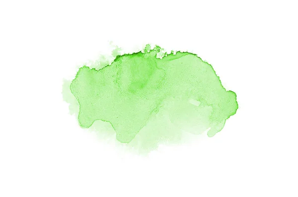 Imagem de fundo aquarela abstrata com um respingo líquido de tinta aquarelle, isolado em branco. Tons verdes — Fotografia de Stock