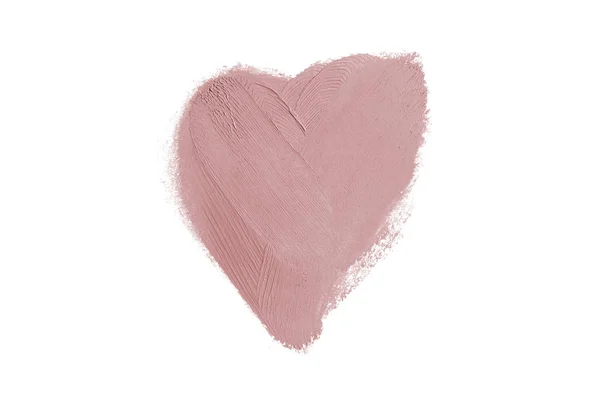 Vloeibare Lipstick hart vorm smudge geïsoleerd op witte achtergrond. Donker rode kleur — Stockfoto
