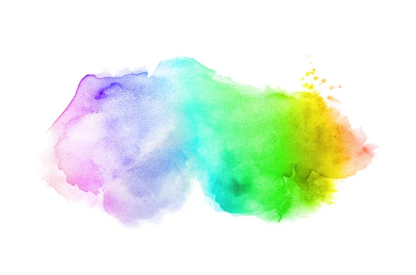 Abstract aquarel achtergrondafbeelding met een vloeibare Splatter van Aquarelle verf, geïsoleerd op wit. Regenboog tinten — Stockfoto