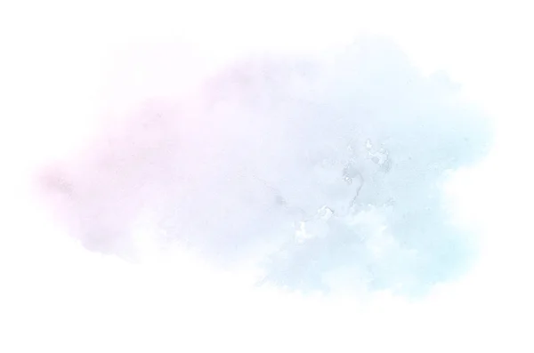 Beyaz üzerine izole edilmiş, sıvı bir kova boyası ile soyut suluboya arka plan görüntüsü. Pembe ve mavi pastel tonları — Stok fotoğraf