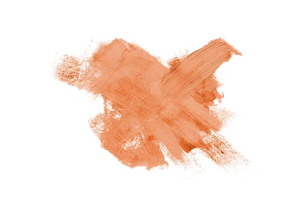 Kenet és textúra a rúzs vagy akril festék izolált fehér háttér. Narancssárga szín — Stock Fotó
