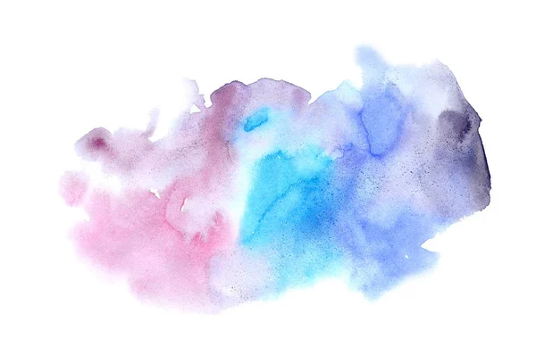 Imagem de fundo aquarela abstrata com um respingo líquido de tinta aquarelle, isolado em branco. Tons frios — Fotografia de Stock