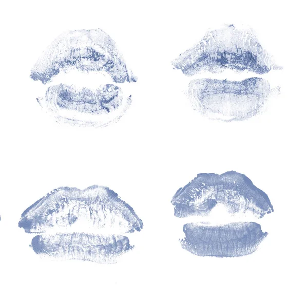 Labios hembra lápiz labial beso impresión conjunto para San Valentín aislado o —  Fotos de Stock