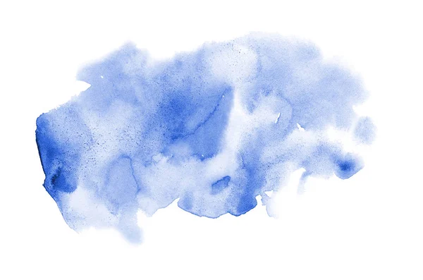 Imagen de fondo de acuarela abstracta con una salpicadura líquida de pintura acuarela, aislada en blanco. Tonos azules — Foto de Stock