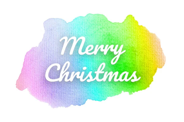 Abstract watercolor background image with a liquid splatter of aquarelle paint. Rainbow tones. Merry Christmas — Stock Photo, Image