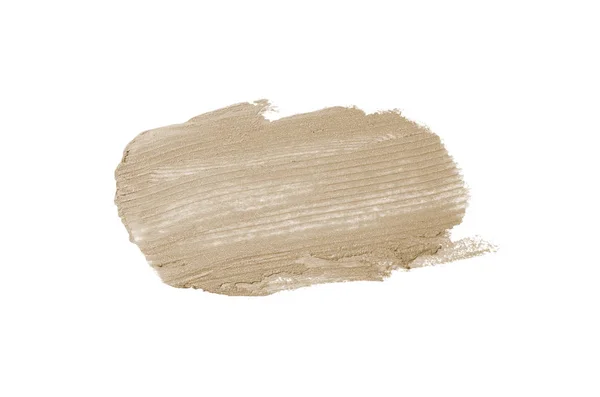 Mancha e textura de batom ou tinta acrílica isolada sobre fundo branco. Cor marrom — Fotografia de Stock