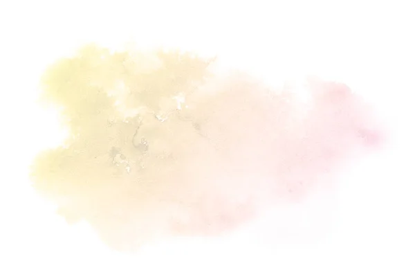 Imagem de fundo aquarela abstrata com um respingo líquido de tinta aquarelle, isolado em branco. Tons rosa e amarelo — Fotografia de Stock