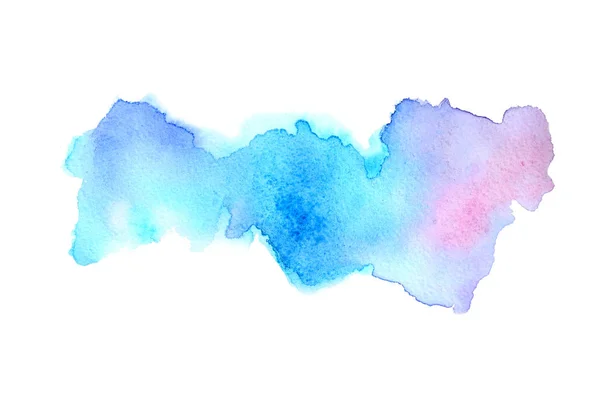 Imagem de fundo aquarela abstrata com um respingo líquido de tinta aquarelle, isolado em branco. Tons frios — Fotografia de Stock