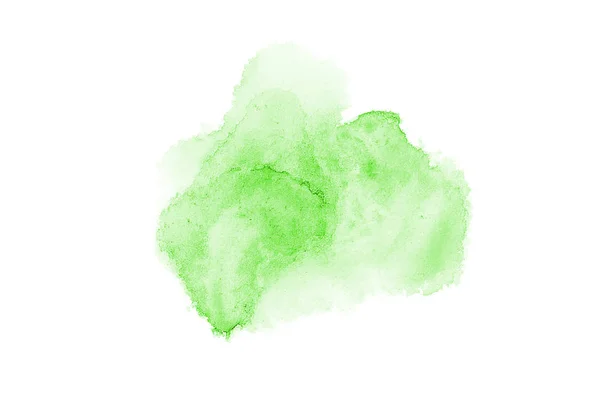 Imagem de fundo aquarela abstrata com um respingo líquido de tinta aquarelle, isolado em branco. Tons verdes — Fotografia de Stock