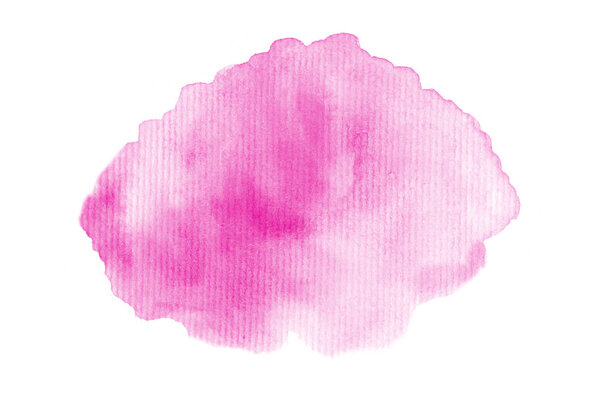 Abstract watercolor background image with a liquid splatter of aquarelle paint, isolated on white. Pink tones
