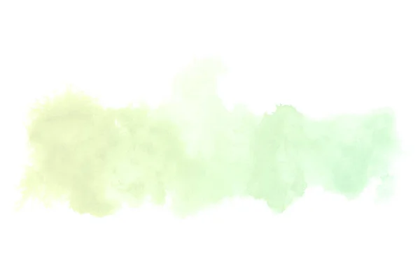 Imagem de fundo aquarela abstrata com um respingo líquido de tinta aquarelle, isolado sobre branco.tons pastel verde e amarelo — Fotografia de Stock