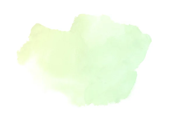 Abstract watercolor background image with a liquid splatter of aquarelle paint, isolated on white.Green and yellow pastel tones — Stock Photo, Image