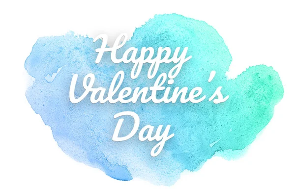 Image de fond aquarelle abstraite avec éclaboussure liquide de peinture aquarelle. Tons pastel bleu et turquoise. Joyeuse Saint Valentin — Photo