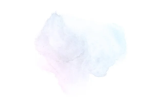 Imagem de fundo aquarela abstrata com um respingo líquido de tinta aquarelle, isolado em branco. Tons pastel rosa e azul — Fotografia de Stock