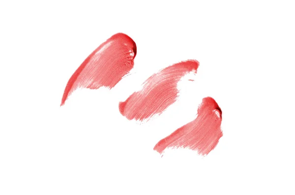 Smear and texture of lipstick or acrylic paint isolated on white — Stock Photo, Image