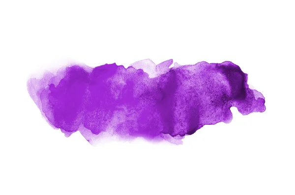 Imagem de fundo aquarela abstrata com um respingo líquido de tinta aquarelle, isolado em branco. Tons roxos — Fotografia de Stock