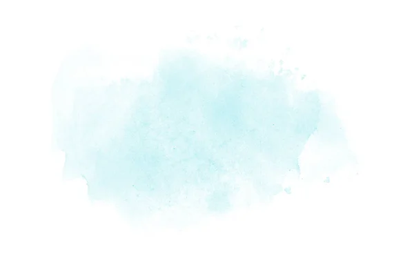 Imagen de fondo de acuarela abstracta con una salpicadura líquida de pintura acuarela, aislada en blanco. Tonos azules claros — Foto de Stock