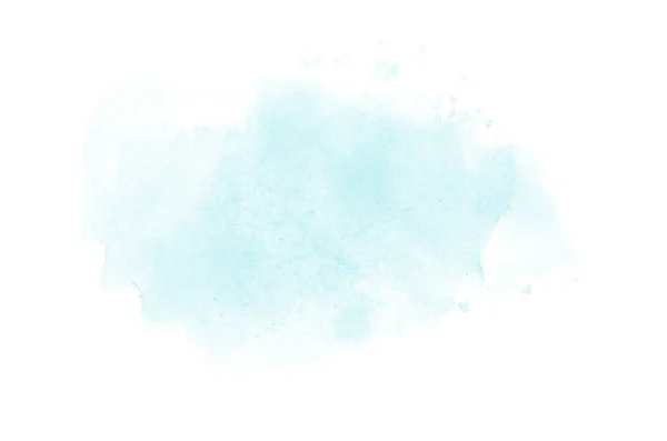 Abstraktes Aquarell-Hintergrundbild mit einem flüssigen Spritzer Aquarellfarbe, isoliert auf Weiß. hellblaue Töne — Stockfoto