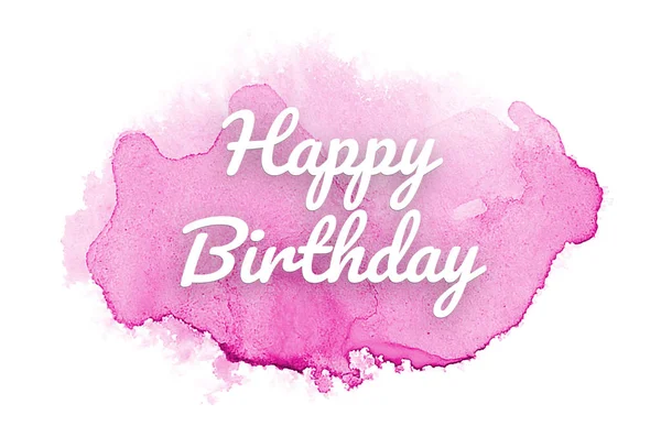 Imagem de fundo aquarela abstrata com um respingo líquido de tinta aquarelle. Tons cor de rosa. Feliz aniversário. — Fotografia de Stock