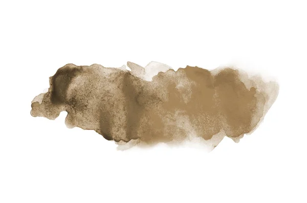 Абстрактное акварельное фоновое изображение с жидкими брызгами акварельной краски, выделенной на белом. Коричневые тона — стоковое фото