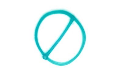 Grafiti yasak işareti beyaz izole arka plan üzerine püskürtülür