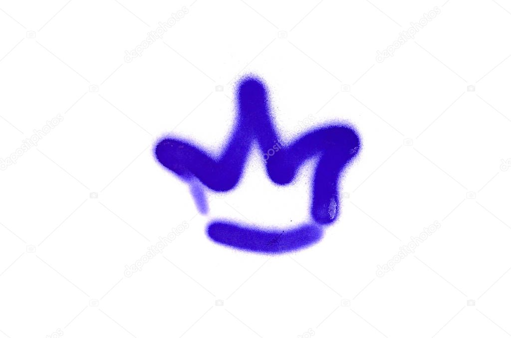 Graffiti crown sign sprayed on white isolated background